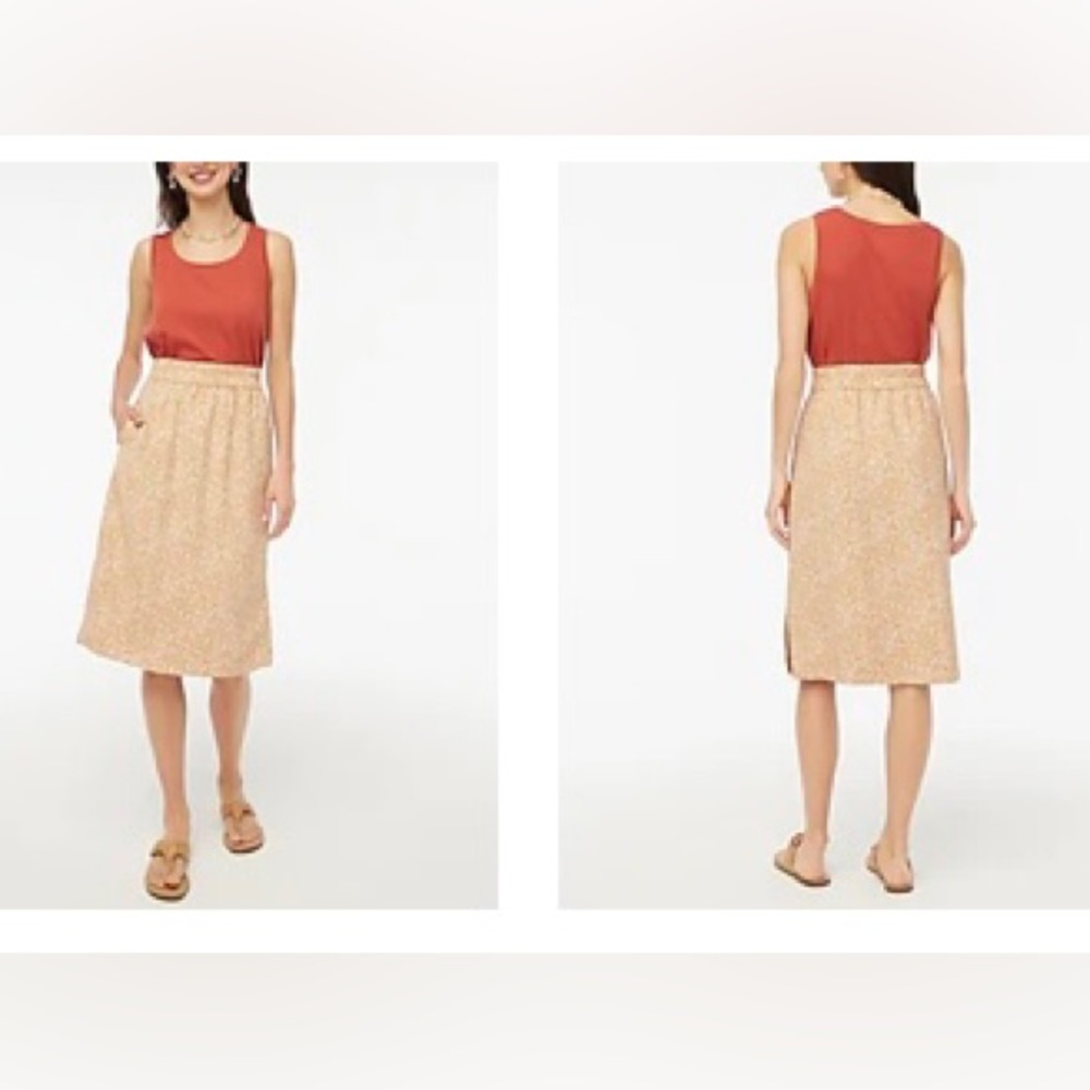 NWT J.Crew Factory Brown Polka Dots Pull-on Elastic Waistband Skirt Size SP